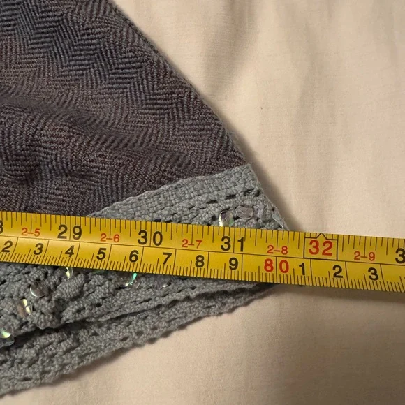 Studio Y Skirt Grey-Brownish Teal Herringbone Flare Lace Hem 15/16 - Picture 10 of 12